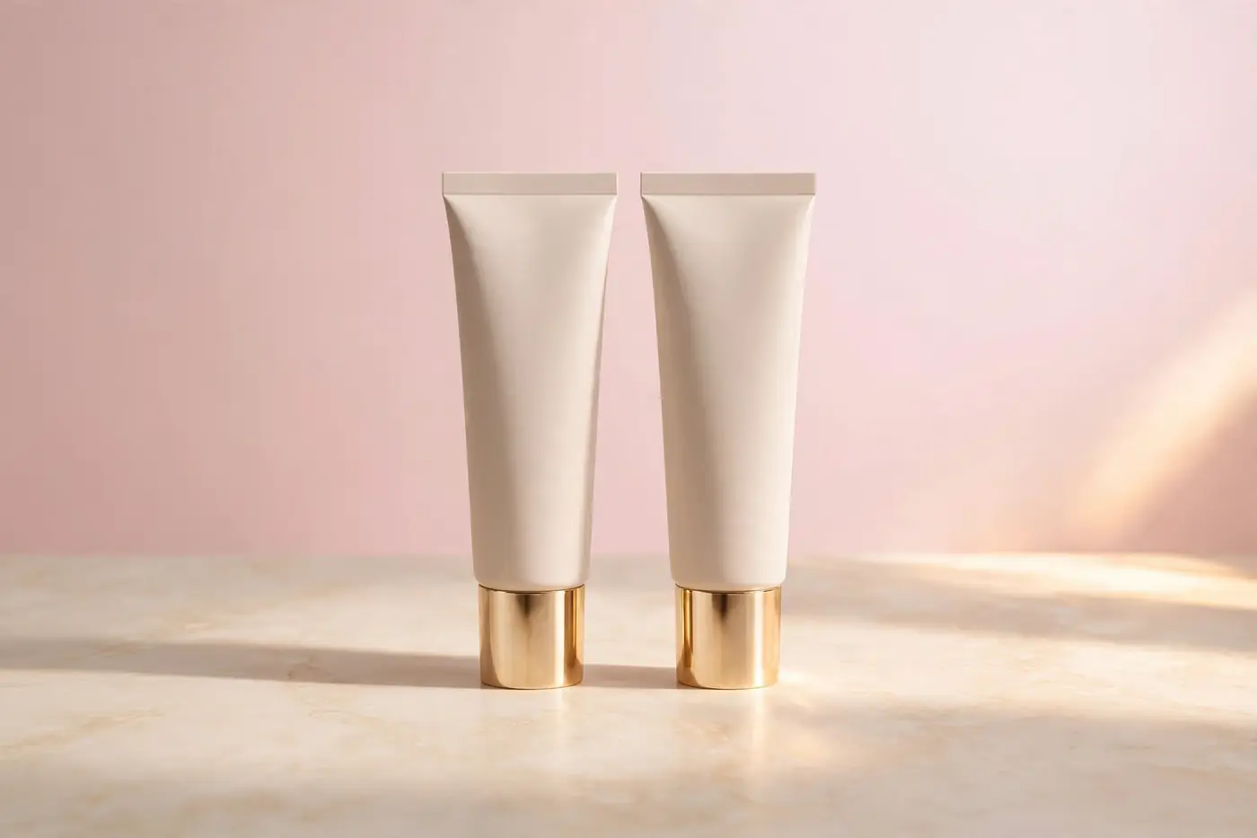 Illustrative photo: two skincare ointment tubes side by side on a cream surface